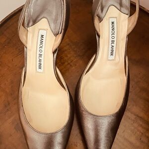 Manolo Blahnik Silver Heels with d'Orsay Design